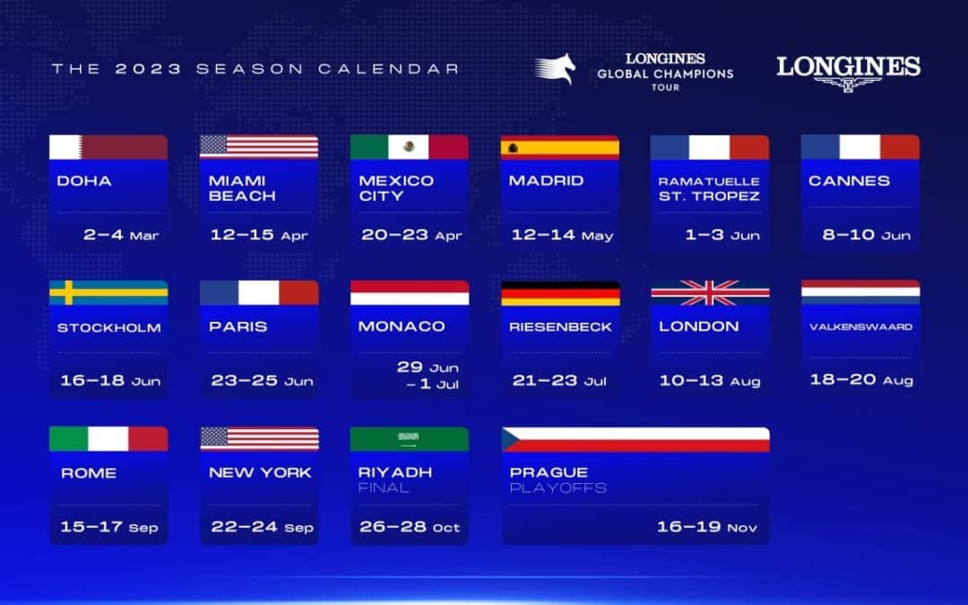 Ya ha salido el calendario de la Global Champions Tour 2023, con un concurso en España
