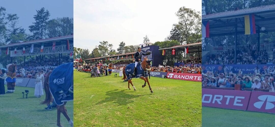 Emanuele Camilli celebra su primer Gran Premio en el Longines Global Champions Tour en Ciudad de México