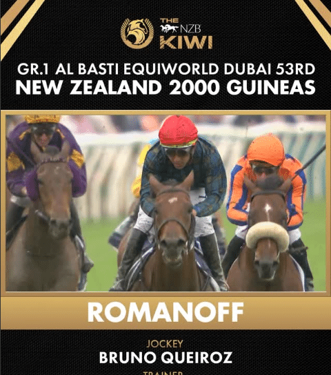 New Zealand 2000 Guineas 2025: victoria sobria de Romanoff y 1‑2 para la cuadra de Pam Gerard